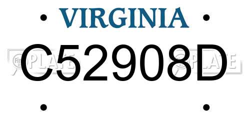 C52908D Virginia License Plate