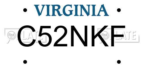 C52NKF Virginia License Plate