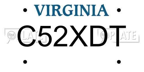 C52XDT Virginia License Plate