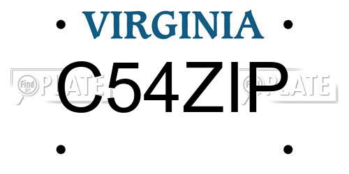 C54ZIP Virginia License Plate