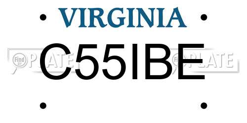 C55IBE Virginia License Plate