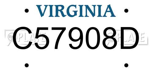 C57908D Virginia License Plate