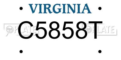 C5858T Virginia License Plate