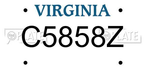 C5858Z Virginia License Plate
