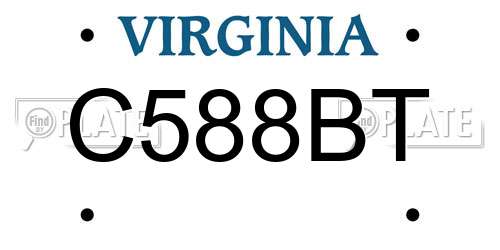 C588BT Virginia License Plate