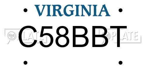 C58BBT Virginia License Plate