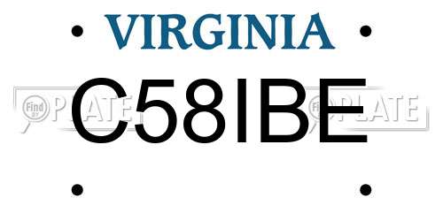 C58IBE Virginia License Plate