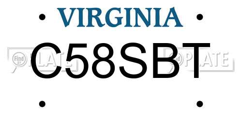 C58SBT Virginia License Plate