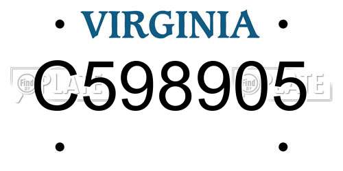 C598905 Virginia License Plate