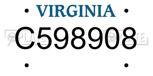 C598908 Virginia License Plate
