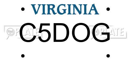 C5DOG Virginia License Plate