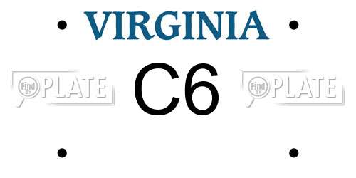 C6 Virginia License Plate