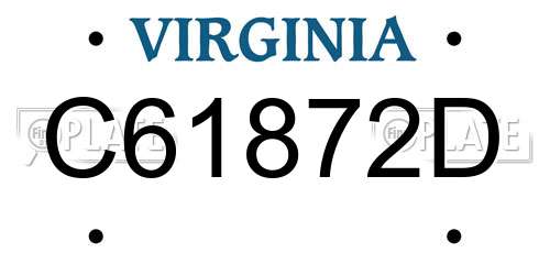 C61872D Virginia License Plate