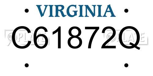 C61872Q Virginia License Plate