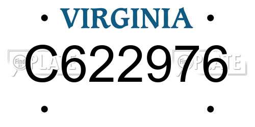 C622976 Virginia License Plate
