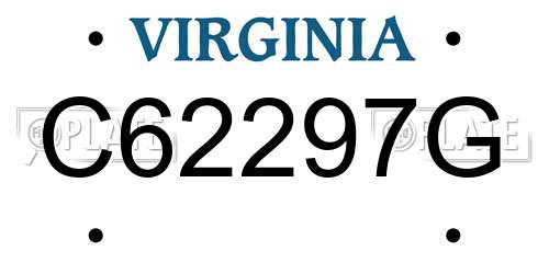C62297G Virginia License Plate