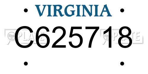 C625718 Virginia License Plate