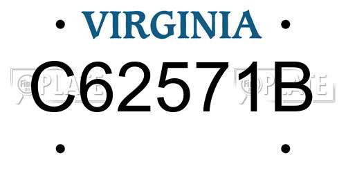 C62571B Virginia License Plate