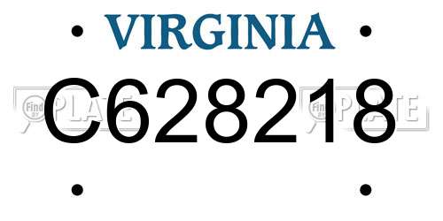 C628218 Virginia License Plate