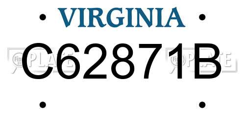 C62871B Virginia License Plate