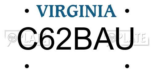 C62BAU Virginia License Plate