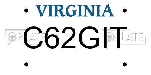 C62GIT Virginia License Plate