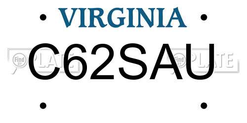 C62SAU Virginia License Plate