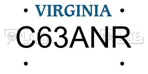 C63ANR Virginia License Plate