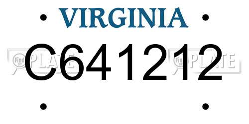 C641212 Virginia License Plate