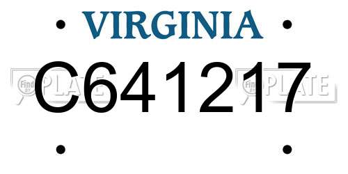 C641217 Virginia License Plate
