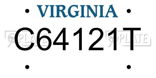 C64121T Virginia License Plate