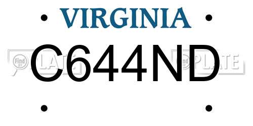 C644ND Virginia License Plate