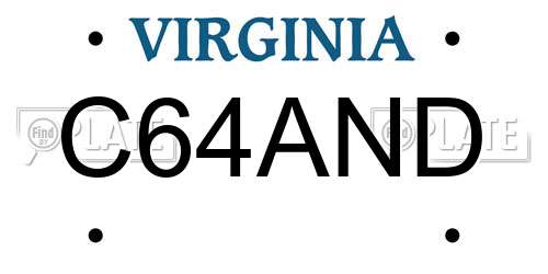 C64AND Virginia License Plate
