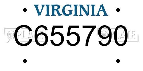 C655790 Virginia License Plate