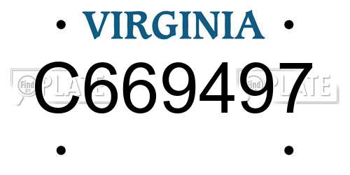 C669497 Virginia License Plate