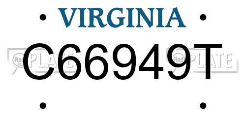 C66949T Virginia License Plate