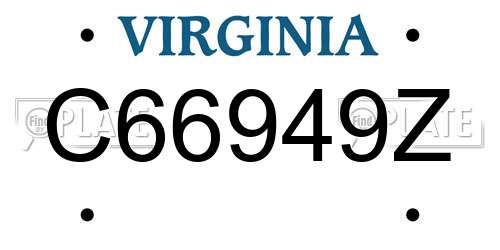 C66949Z Virginia License Plate