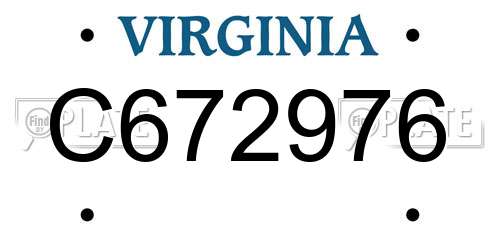 C672976 Virginia License Plate