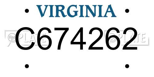 C674262 Virginia License Plate