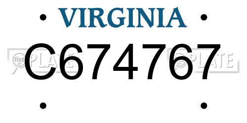 C674767 Virginia License Plate