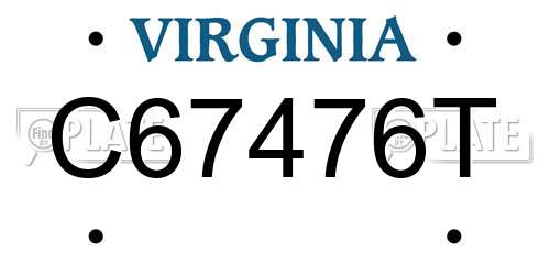C67476T Virginia License Plate