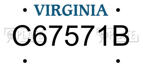 C67571B Virginia License Plate
