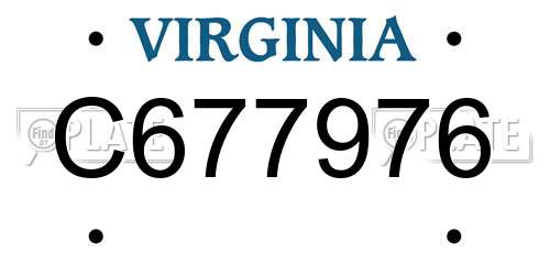 C677976 Virginia License Plate