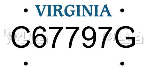 C67797G Virginia License Plate