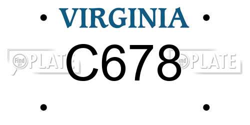 C678 Virginia License Plate