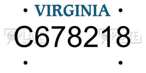 C678218 Virginia License Plate