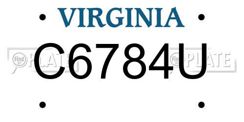 C6784U Virginia License Plate