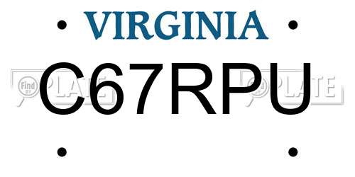 C67RPU Virginia License Plate