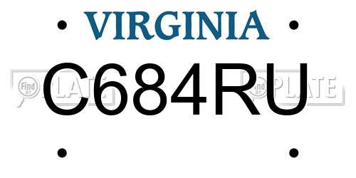 C684RU Virginia License Plate