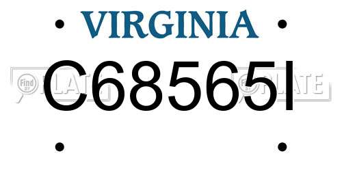 C68565I Virginia License Plate